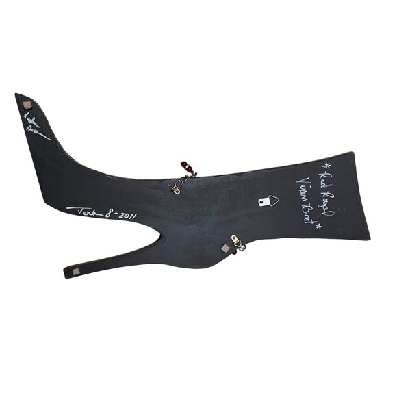 High Heel BootShaped Decorative Wall Mirror With Red Mosaic 18" x 5" Chain Detai - Picture 11 of 12